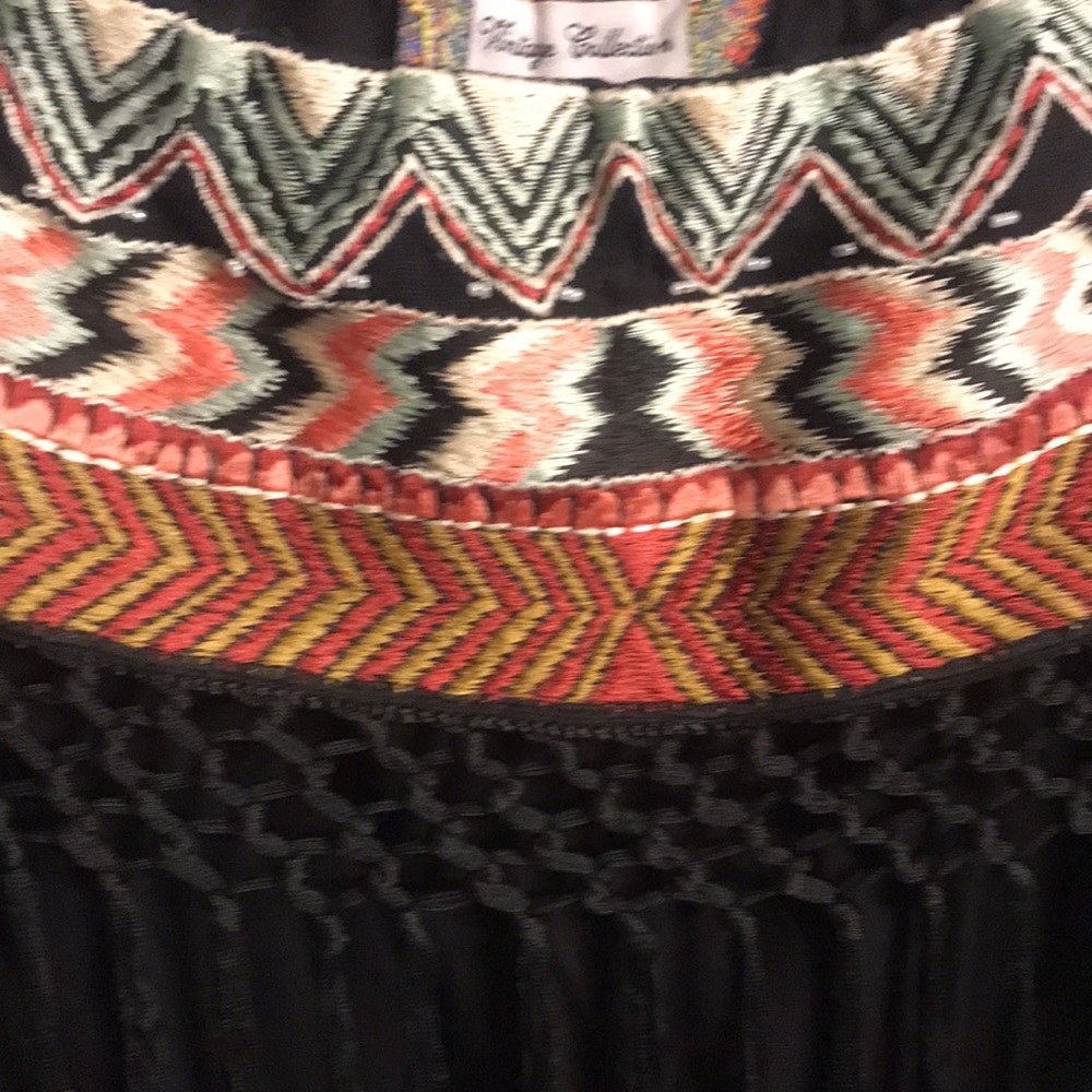 VINTAGE COLLECTION NWT Fiesta Style Hand Woven Off Shoulder Tassels & Beads XL - Picture 6 of 6